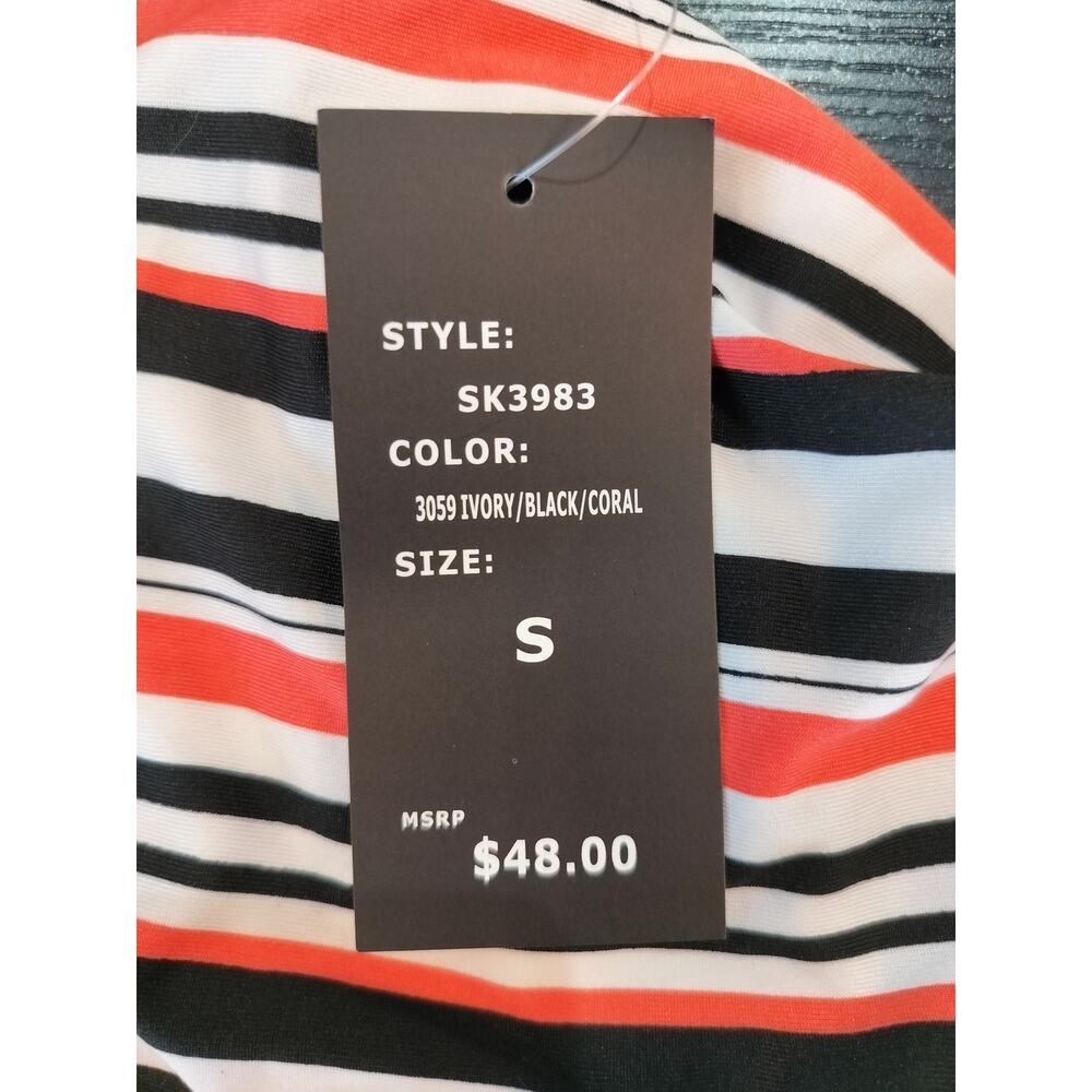 Robert Louis Women’s Small Striped Blouse Zip V-Neck 3/4 Sleeve Top - Picture 8 of 8